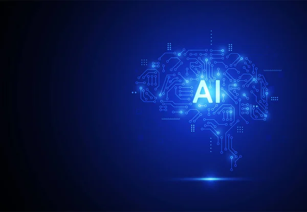 Sztuczna Inteligencja Chipset Mózgu Płytce Drukowanej Futurystycznej Technologii Koncepcyjnej Grafiki — Wektor stockowy