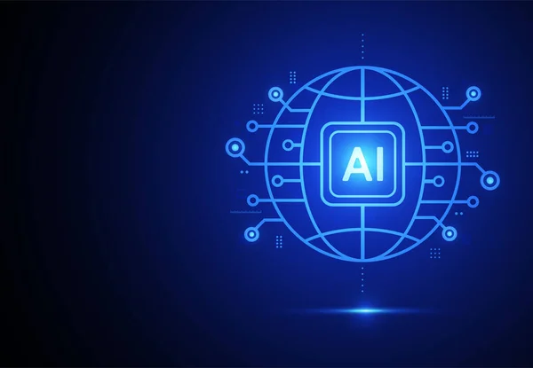 Artificial Intelligence Global Futuristic Concept Technology Artwork Web Banner Card — Stock Vector