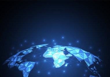 Genel ağ bağlantısı. Küresel iş dünyasının dünya haritası ve kompozisyon kavramı. Vektör İllüstrasyonu