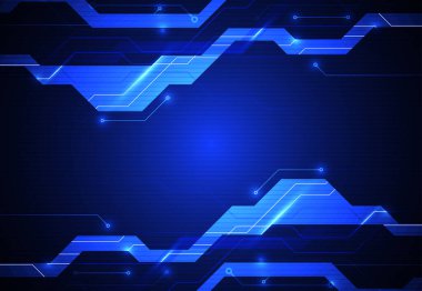 Teknoloji devre kartı dokusuyla soyut bir arkaplan. Yapay zeka elektronik levhası. İletişim ve mühendislik konsepti. Vektör illüstrasyonu