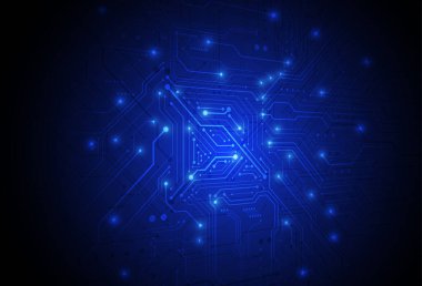 Abstract digital background with technology circuit board texture. Electronic motherboard illustration. Communication and engineering concept. Vector illustration