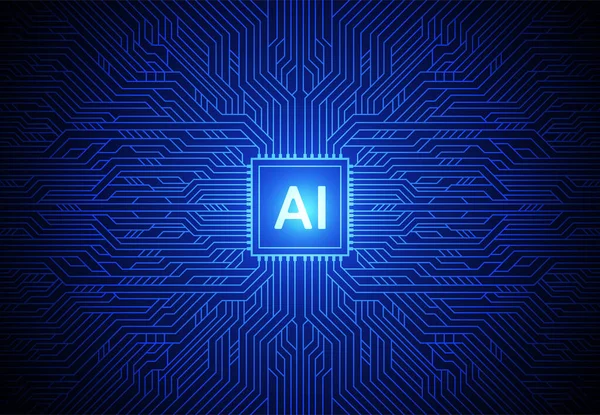 Artificial Intelligence Chipset Circuit Board Futuristic Concept Technology Artwork Web — Vettoriale Stock