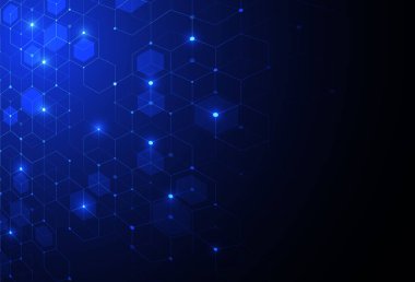 Abstract hexagonal molecular structures in technology background and science style. Medical design. Vector illustration