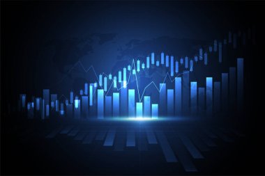 Business candle stick graph chart of stock market investment trading on white background design. Bullish point, Trend of graph. Vector illustration