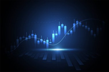 Business candle stick graph chart of stock market investment trading on white background design. Bullish point, Trend of graph. Vector illustration