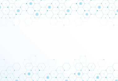 Abstract hexagonal molecular structures in technology background and science style. Medical design. Vector illustration