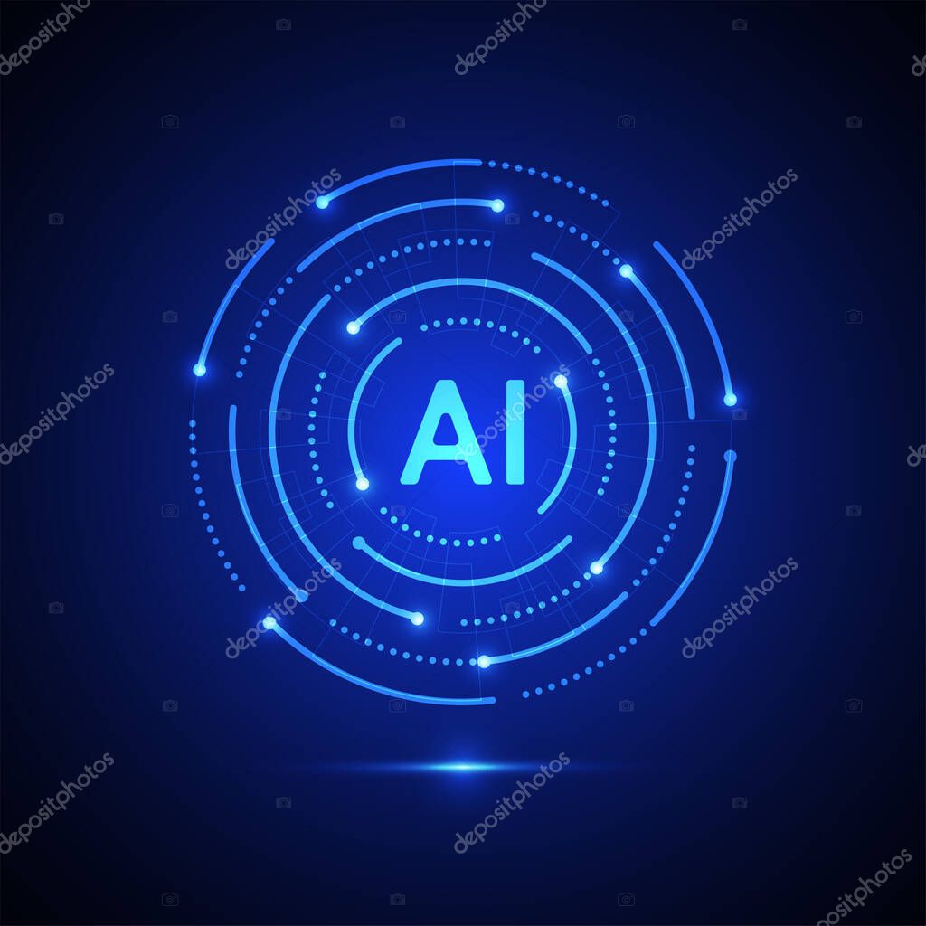 Artificial intelligence circuit line style. Machine learning design. Smart network digital technology. AI. Vector illustration