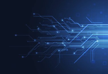 Abstract background with technology circuit board texture. Electronic motherboard illustration. Communication and engineering concept. Vector illustration