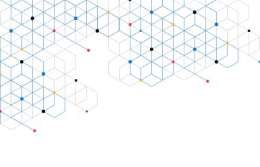 Abstract geometric boxes pattern dot line connection background. Modern technology with square mesh. Geometric on white background with lines. Cube cell. Vector illustration