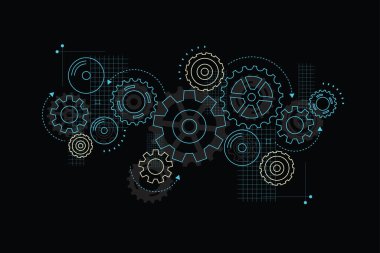 Abstract gear wheel mechanism background. Machine technology. Vector illustration
