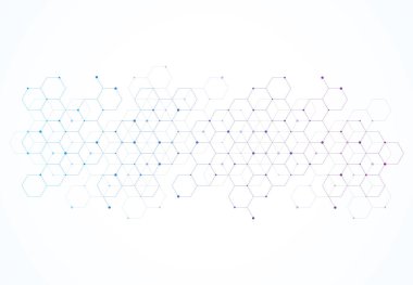 Abstract hexagonal molecular structures in technology background and science style. Medical design. Vector illustration