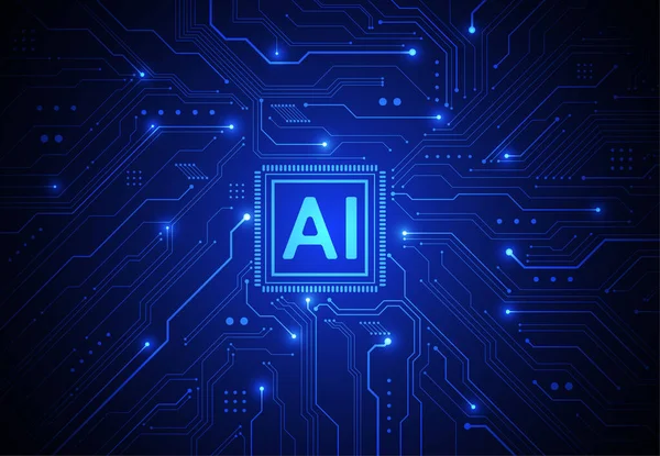 Artificial intelligence chipset on circuit board in futuristic concept technology artwork for web, banner, card, cover. Vector illustration