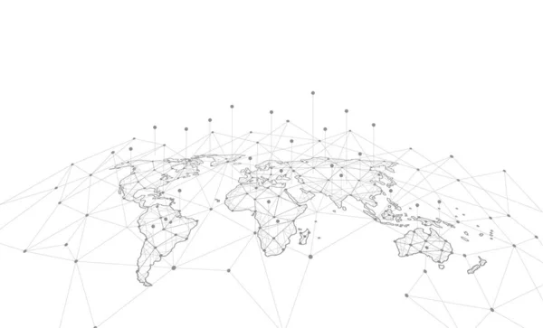 Global Nätverksanslutning Världskartpunkts Och Linjesammansättningskonceptet För Globala Affärer Vektor Illustration — Stock vektor