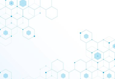 Abstract hexagonal molecular structures in technology background and science style. Medical design. Vector illustration