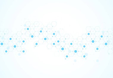 Abstract hexagonal molecular structures in technology background and science style. Medical design. Vector illustration