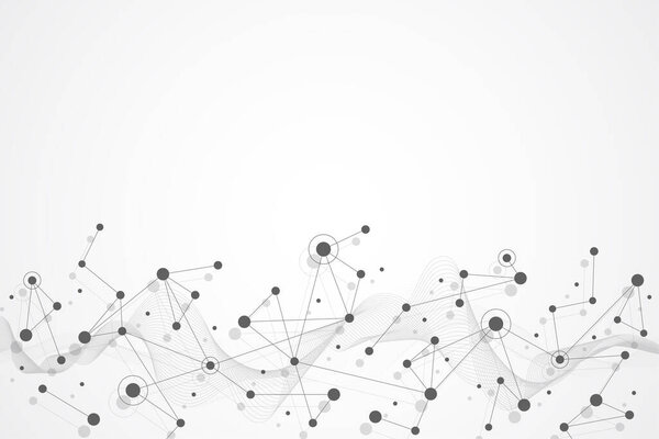 Abstract technology dot and line connection digital global business concept design background. Social network communication. Vector illustration