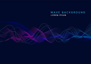 Abstract background with dynamic particle sound waves. Wave of musical soundtrack for record. Vector illustration