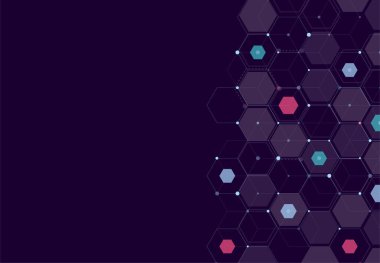 Abstract hexagonal molecular structures in technology background and science style. Medical design. Vector illustration