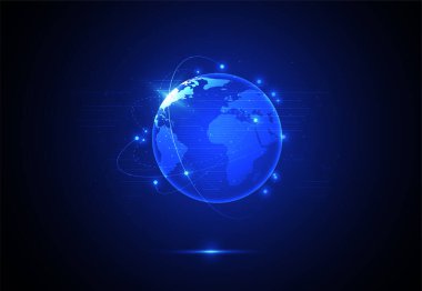 Genel ağ bağlantısı. Küresel iş dünyasının dünya haritası ve kompozisyon kavramı. Vektör İllüstrasyonu