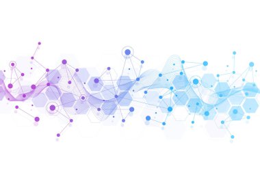 Abstract hexagonal molecular structures in technology background and science style. Medical design. Vector illustration