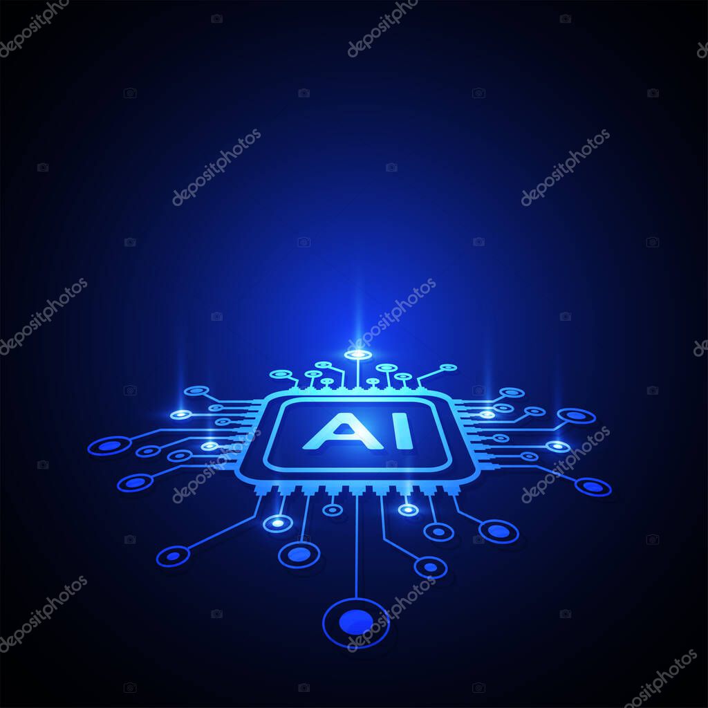 Artificial intelligence circuit line style. Machine learning design. Smart network digital technology. AI. Vector illustration