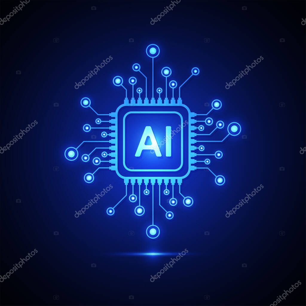 Artificial intelligence circuit line style. Machine learning design. Smart network digital technology. AI. Vector illustration
