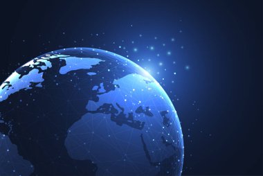 Genel ağ bağlantısı. Küresel iş dünyasının dünya haritası ve kompozisyon kavramı. Vektör İllüstrasyonu