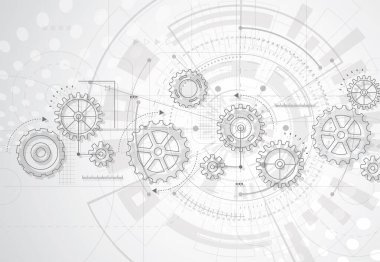 Abstract gear wheel mechanism background. Machine technology. Vector illustration