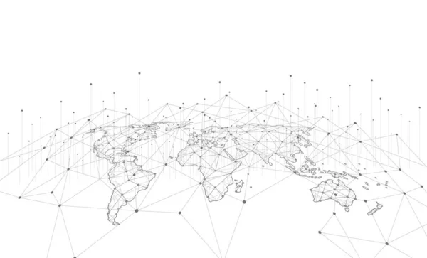 Conexão Rede Global World Map Point Line Composition Concept Global — Vetor de Stock