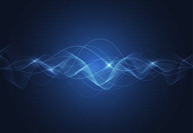 Modern speaking sound waves oscillating dark blue light, Abstract technology background. Vector illustration