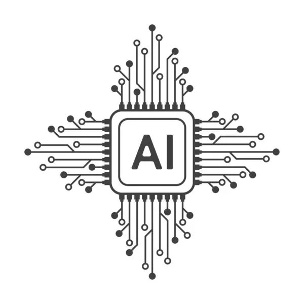 Yapay zeka devre çizgisi tarzı. Makine öğrenme tasarımı. Akıllı ağ dijital teknolojisi. Al. Vektör illüstrasyonu