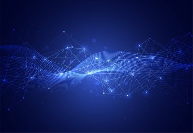 Abstract connecting dots and lines with geometric background. Modern technology connection science, Polygonal structure background. Vector illustration