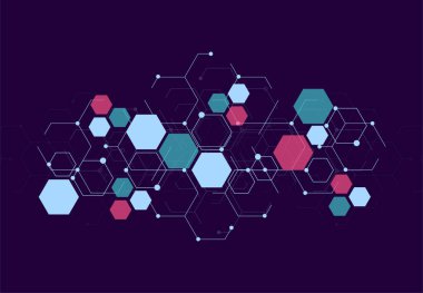 Abstract hexagonal molecular structures in technology background and science style. Medical design. Vector illustration