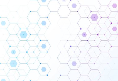 Abstract hexagonal molecular structures in technology background and science style. Medical design. Vector illustration