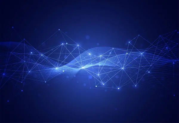 Abstract connecting dots and lines with geometric background. Modern technology connection science, Polygonal structure background. Vector illustration