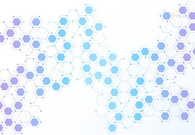 Abstract hexagonal molecular structures in technology background and science style. Medical design. Vector illustration