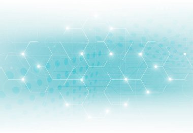 Abstract science template. Technology lines and dots connection background. Wallpaper or banner with a DNA molecules. Vector illustration