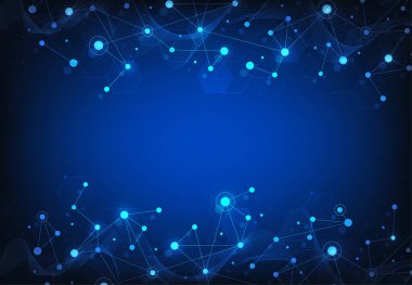 Abstract science template. Technology lines and dots connection background. Wallpaper or banner with a DNA molecules. Vector illustration