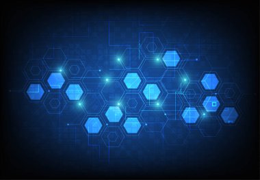 Abstract science template. Technology lines and dots connection background. Wallpaper or banner with a DNA molecules. Vector illustration