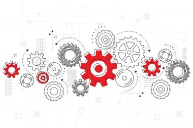 Abstract gear wheel mechanism background. Machine technology. Vector illustration