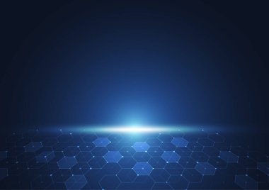 Abstract science template. Technology lines and dots connection background. Wallpaper or banner with a DNA molecules. Vector illustration