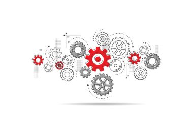Abstract gear wheel mechanism background. Machine technology. Vector illustration