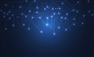 Abstract background with technology circuit board texture. Electronic motherboard illustration. Communication and engineering concept. Vector illustration