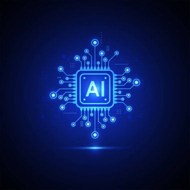 Yapay zeka devre çizgisi tarzı. Makine öğrenme tasarımı. Akıllı ağ dijital teknolojisi. Al. Vektör illüstrasyonu