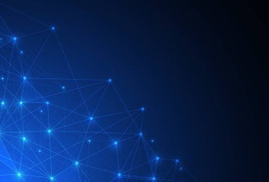 Ağ teknolojisinin soyut kavramı. Çizgiler ve noktalar bağlantı arka planı. Geometrik tasarım. Vektör illüstrasyonu