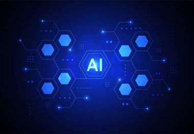 Artificial intelligence chipset on circuit board in futuristic concept technology artwork for web, banner, card, cover. Vector illustration