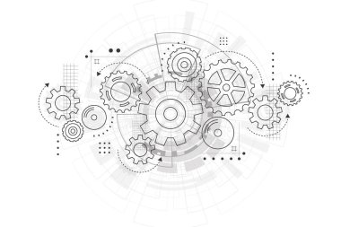 Abstract gear wheel mechanism background. Machine technology. Vector illustration