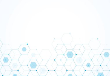 Abstract hexagonal molecular structures in technology background and science style. Medical design. Vector illustration