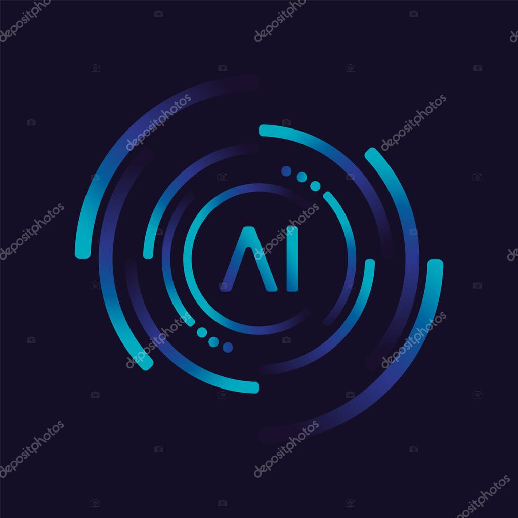 Artificial intelligence circuit line style. Machine learning design. Smart network digital technology. AI. Vector illustration