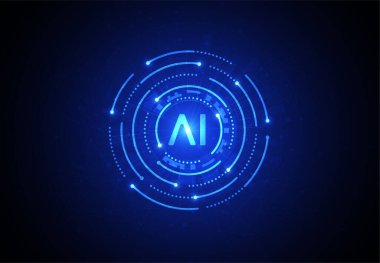 Artificial intelligence chipset on circuit board in futuristic concept technology artwork for web, banner, card, cover. Vector illustration